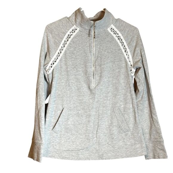 Lilly Pulitzer Skipper Popover Seaside Gray Lace Top Size Small 📦 - Picture 2 of 9